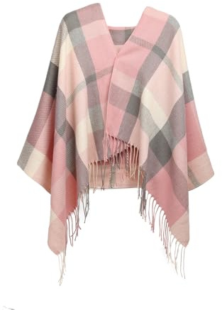 Miss Lulu Damen Schal Winter übergroßer Quadratisch Deckenschal Karo Tartan Streifen Weich mit Fransen für Herbst Winter Weihnachten