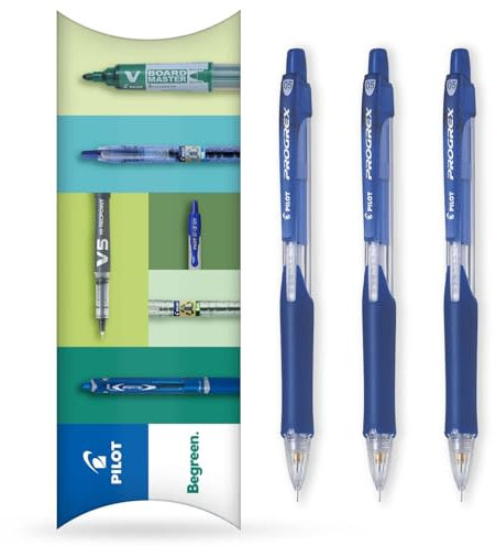 PILOT Progrex Mechanical Pencil - BeGreen Range - 71% Recycled - Blue Barrel - 0.5mm Nib - Pack of 3 in Pillow Packaging