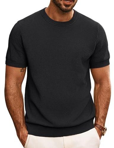 PJ PAUL JONES Casual T-tröjor för män klassiska kortärmad stickade t-shirts rund hals solida t-shirts