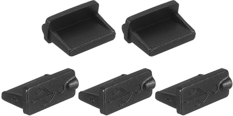 sourcing map Plastic USB Port Cover, 5Pcs Computer Laptop Anti Dust Cover Dust Plug Caps, Anti Dust Stopper Protector Plugs for Desktop Computers, Stereos, Monitors, Laptops (Black)