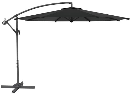 Outsunny Parasol déporté octogonal rabattable diamètre 3 m parasol de jardin avec pied en croix noir