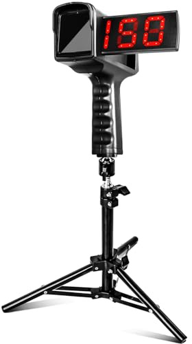 FITPLAY Baseball Radar Gun with Tripod, LED+LCD Large Display,Handheld Or Hand Free Speed Sensors Baseball Speed Training Equipment,Accurate Speed Radar Gun for Pitchers Or Hitters Measurement Speed