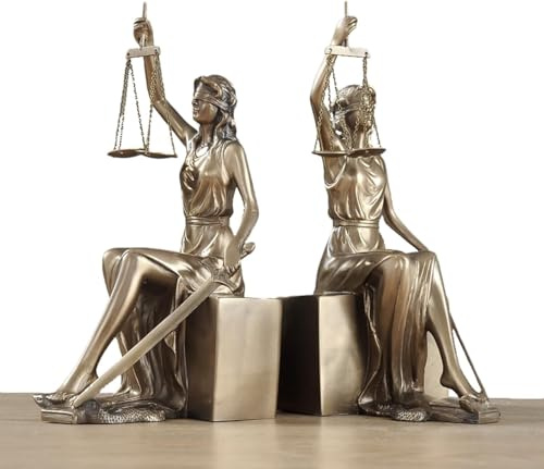 DUOAZJL Kunststatue – Skulptur zur Heimdekoration, Statue der Justitia, dekorative Buchstützen Skulptur zur Dekoration von Zuhause und Büro, perfekt für Anwälte und Jurastudenten