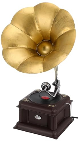 ERINGOGO Holzfarber Vintage Grammophon-Plattenspieler Mit Handgekurbeltem Spieluhrmechanismus DIY-plattenhalter Für Heimstereoanlage Nostalgie-schmuck Für Wohnkultur