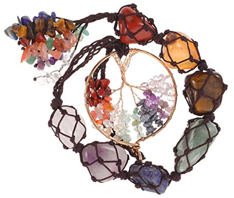 HAMPPLIES Ciondolo Decorativo Per Auto Pietra Naturale Albero Della Vita Accessorio Per Specchietto Retrovisore Decorazione Per Casa e Meditazione Speciale Per Amici e Famiglia
