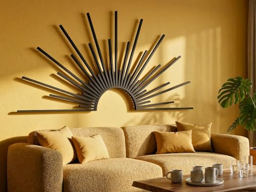 VAILLA Wanddeko Boho aus Holz 3D – Wandbild Wohnzimmer Schlafzimmer Büro | MDF Sperrholz, Lasergeschnitten, Mandala Makramee Boho, 5 Größen, Schwarz Silber Gold, personalisierbar, Eingang Esszimmer