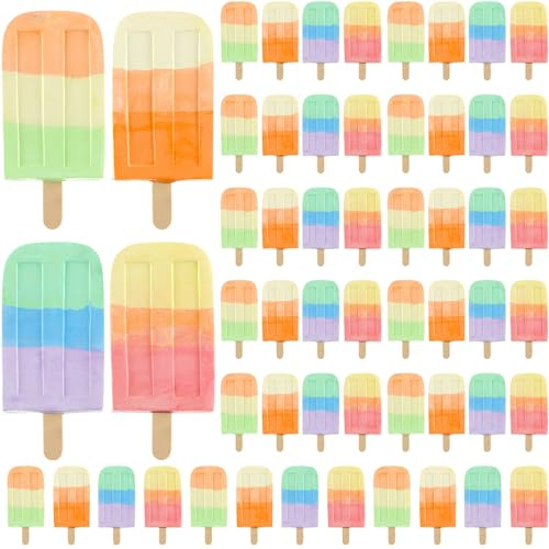 Mooliwe 60 Pcs Ice Cream Sidewalk Chalk Set Multicolor Chalk Party Favors Bulk Washable Safe Outdoor Chalks for Kids Adults Fun Summer Playground Outdoor Activities Painting on Chalkboard Blackboard