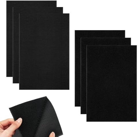 6 Stück Klett, Schwarz Klettband zum Nähen, 20 x 30cm Klettband Breit, Nylon Klett zum Nähen, Wiederverwendbar Klettverschluss Kaufen, für Textilien, Kleidung, Schuhe, Stoff zum AufnäHen