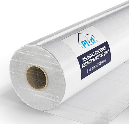 PLID® Maler - Telo di copertura per pittori e fai da te, 1 x 25 m, lato in tessuto non tessuto, autoadesivo, protezione della superficie per pittori e fai da te, rotolo di feltro da 120 g, colore