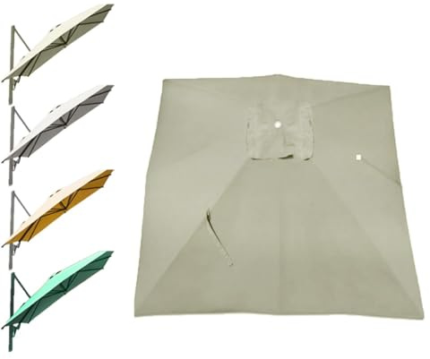 ZIUSFAC Tessuto Di Ricambio Per Ombrellone Decentrato Rettangolare Copertura Di Ricambio Per Ombrellone 250×250cm 300×300cm Ricambio In Tessuto Per Ombrellone Da Mercato 8 Costole(Top,3x3 (9.8x9.8ft))