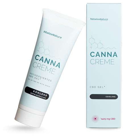 VitalizeNature Canna Creme – CBD Gel 1425 mg – Hochdosiertes Kühlgel mit Minze & Menthol – Muskel- & Gelenkpflege, Unterstützt Regeneration & Erholung