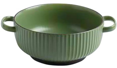 OUFGXZL Bol à Ramen en céramique: Bol de Style Nordique de 20cm avec poignée, Bol à Nouilles rétro, Bol à céréales (Vert)
