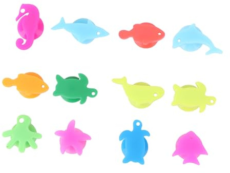 WEKADRIN 36 pezzi Segnabicchieri Vino in Silicone Forma Animali Marini Colorati Riutilizzabili Identificatori Bicchieri per Feste Matrimonio Natale Compleanni Banqueting