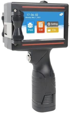 BASSFLY Impresora de Mano Impresora de inyección de Tinta portátil Impresora de códigos de inyección de Tinta de Alta definición con LED de 4,3 Pulgadas