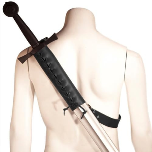 Lianxiaoou Mittelalterliche Dorsale Schnürung Crossbody Scheide Frosch, Outdoor Sport Fechter Halter, Erwachsener Ritter Rapier Ring Holster Cosplay Bühne Performance Requisiten,Schwarz