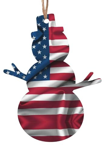 Schneemann-Form, Holzornamente, schöner amerikanischer Flaggen-Druck, verschiedene Formen für Weihnachtsbaum, Zuhause und Büro