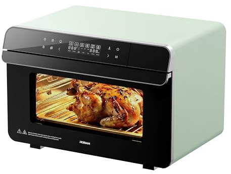 ROBAM Toaster Air Fryer Combi Oven, Countertop Steam Oven 20-in-1 with Convection Steam Roast & Bake, Multi-Stage Cooking, Self-Clean, 7 Modes, 30 Built-In Recipes, for Kitchen Pizza Baking (Green)