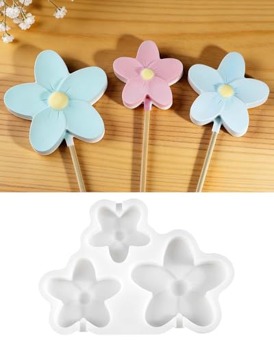 EPODA Silikonformen Gießformen für Blumen · 3 Stück Frühling Silikonform zum Gießen von Gips · Flexible Blumen-Silikonform für DIY-Basteln, Beton & Kerzen