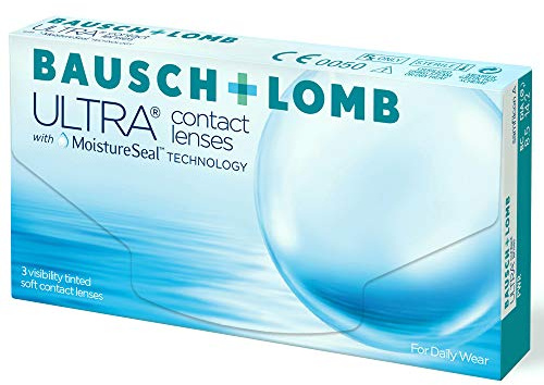 Bausch + Lomb Ultra, sphärische Premium Monatslinsen, Kontaktlinsen weich, 3 Stück BC 8.5 mm/DIA 14.2 / -7.50 Dioptrien