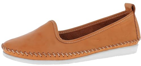 Andrea Conti Damen Slipper Mokassin aus weichem Leder im Boho Style 0027449, Größe:38 EU, Farbe:Orange
