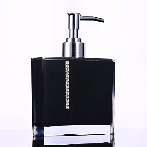 lyrlody Badzubehörset 5-teilig Seifenschale Lotionsflasche Zahnbürstenhalter Acryl Badezimmer Accessoires Schwarz