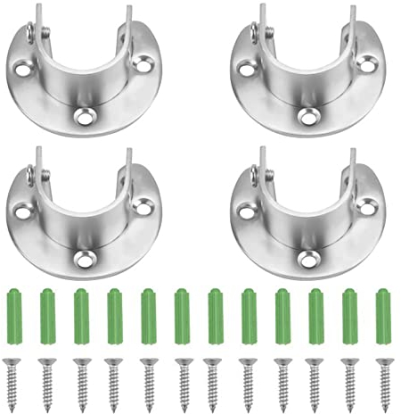 Rundrohrhalterung Kleiderstangenhalter U-förmigen Halterungen aus Edelstahl Stangenendhalterung, Flansch für Schrank Schrankrohrstange Duschvorhangschiene (4Stück, 26mm)