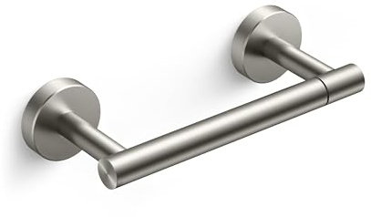 FORIOUS Toilet Paper Holder Wall Mount, Stainless Steel Rustproof Double Post Pivoting Tissue Roll Holder for Bathroom, Commercial Toilet Paper Dispenser (Brushed Nickel, Classic)