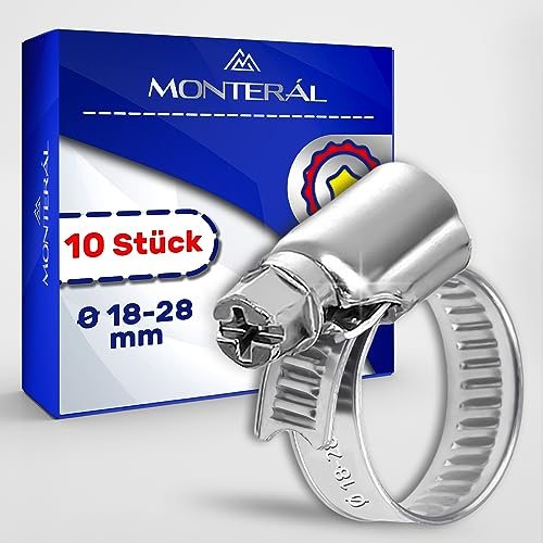 10 Stück Schlauchschellen aus Metall Ø 18-28 mm - Schellen für Schlauch Pool Garten Waschmaschine Wasserleitung - MONTERAL