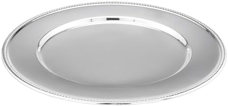 H.Bauer jun. Platzteller versilbert 30 cm mit Perlrand - eleganter Chargerteller aus Metall, anlaufgeschützt, dekorativer Fest- & Hochzeitsteller für Esstisch, Catering & Events