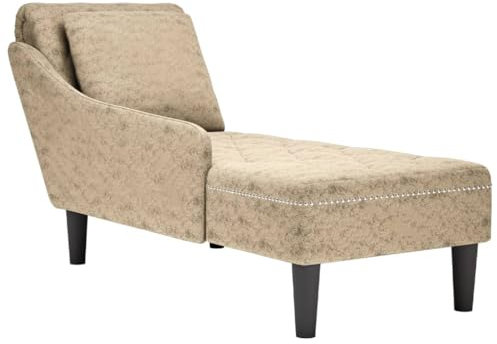 Willood Chaiselongue mit Kissen Rechter Armlehne Hellgrau Kunstleder Gepolsterte Recamiere für Wohnzimmer Schlafzimmer Büro, Polsterliege