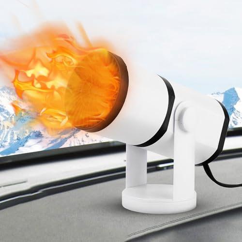 DAZZTIME Calefactor Coche Mechero Portátil,12V 150W Portátil Calentador Coche,Calentador De Coche,Calefacción y Ventilador de Refrigeración 2 en 1,Calentador De Coche Portátil,Rotación 360°