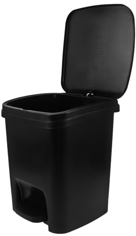 Amosfun Poubelle à Pédale Cuisine en Plastique 10l avec Couvercle, Design Slim et Silencieux, Facile à Nettoyer, Cuisine et Salle de Bain