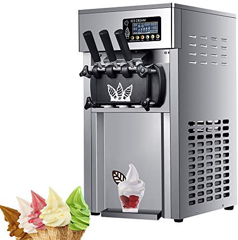 SaryEdge Macchina per Gelato Soft Professionale Commerciale, Macchina per Gelato in Acciaio Inox con Pannello LCD Macchina per Gelato Fatta in casa 3 Gusti Grande capacità tramoggia (