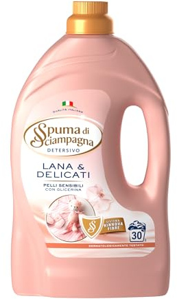 Spuma di Sciampagna - Detersivo Lavatrice Puro Lana, Formula Concentrata con Tecnologia Antinfeltrente, Igienizzante con 95% di Ingredienti Biodegradabili - 6 x 1350 ml, 29 Lavaggi