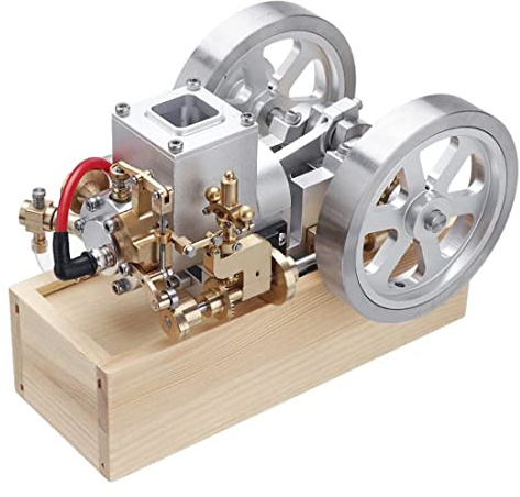 LETGDIYMOC Hit and Miss Steam Engine Model Kit That Works – Retro Horizontal Water-Cooled Gasoline Engine with Flywheel Speed Limiter Physics Experiment for Hobbyists & Enthusiasts