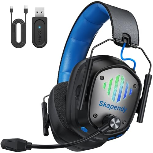 Skapendy Cuffie wireless con microfono, cuffie da gioco per PC, cellulare, PS5/4