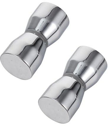 DOITOOL Badezimmertürgriff aus Glas, Doppelseitig, Rund, Silber, 2 Stück | Aluminiumlegierung, Einzelloch Ausführung, für Glastüren, Schränke und Duschtüren