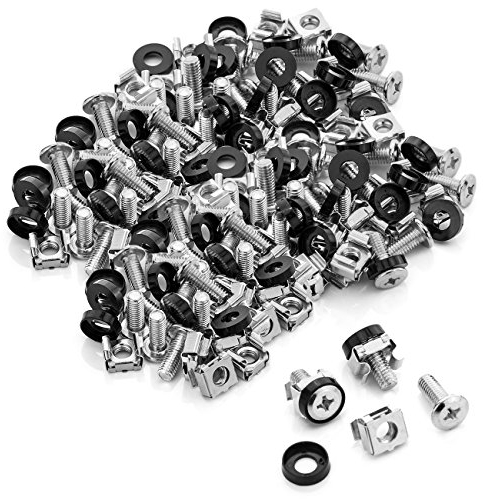 deleyCON M6 Käfigmuttern Schrauben Set für Netzwerkschränke - 100er Set Patchpanel Racks Servergehäuse 19 Zoll 10 Zoll Montagesatz Stahl - Silber