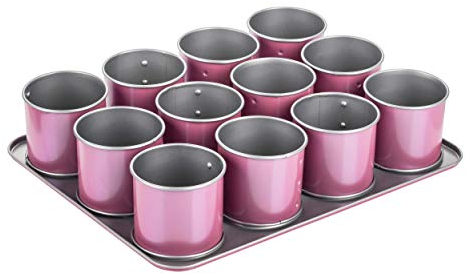 Zenker creative studio 12er Mini-Törtchen-Backblech, Cupcake Backform, Minikuchenform mit Antihaftbeschichtung, Kuchenform für kleine Kuchen, kreatives Backen (Farbe: rosa, silber), Menge: 1 Stück