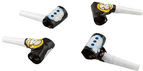 Amscan 9901297 - Luftrüssel Fröhliche Zeichen, 8 Stück, Größe ca. 30 cm, Schwarz mit mehrfarbigen Motiven, Partytröte, Emoticons, Smiley, Give Away, Geburtstag, Mottoparty, Geschenk, Kinderparty