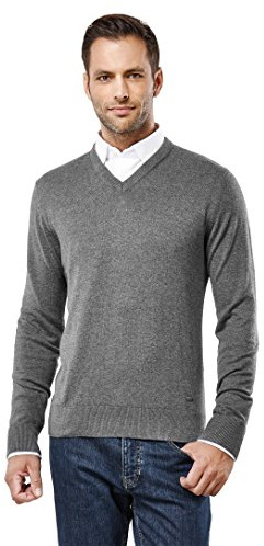Vincenzo Boretti Jersey de Invierno para Hombre, de Tejido de Punto clásico con Cuello de Pico, Ajuste Entallado