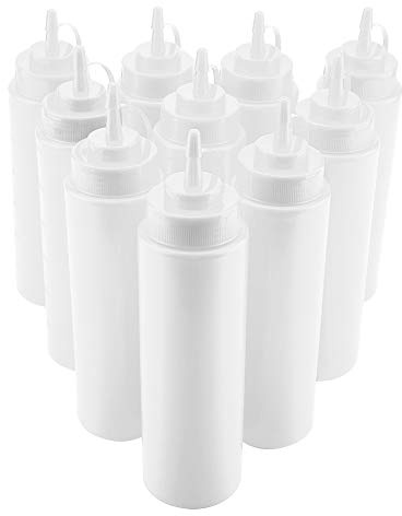 720 ml 10 Stück/Set Kunststoff Sprühflasche einfach mit Squeeze-Soja Soße Essig kein BPA-Küchenwasser Spender(Weiß)