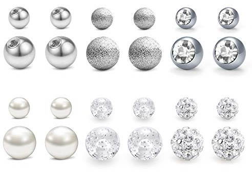 JFORYOU Piercing Kugel 14G 1,6mm Gewinde 5mm 8mm Schraubkugel Chirurgenstahl und Acryl Ersatzkugel Für Brustwarzenpiercing Zungenpiercing Bauchnabelpiercing Industrial Piercing Bar usw