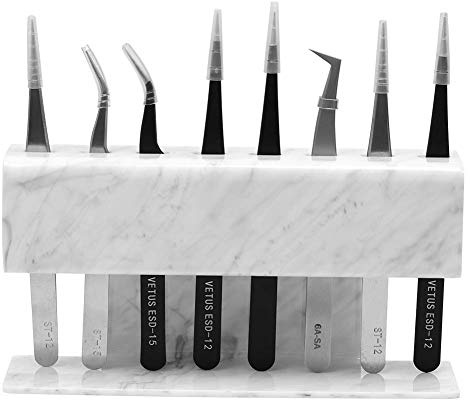 8 Löcher Pinzette Halter Halterung Make-Up Zubehör für Wimpernverlängerung Marmormuster -Acrylmaterial Tweezer Holder von GEMERRY (marmormuster Pinzettenständer)