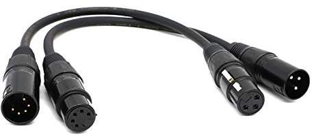 SiYear Cable de Audio XLR 3 a 5 Pines, Macho y Hembra, para Micrófono, DMX, Luz de Escenario (1 Juego/2 Unidades)