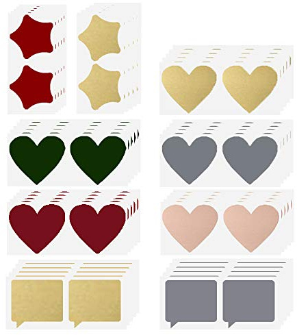 90 pièces Autocollants à gratter, CNYMANY 7,6cm Auto-adhésif Autocollant Peler et Coller Étiquettes pour Album de Coupures Jeux Fête Cadeau Carte Postale Promotion - Coeur, Dialogue, Étoile
