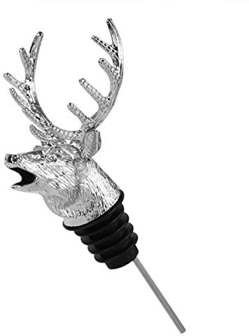 DOITOOL Edelstahl Wein Ausgießer Flasche Ausgießer Weinbelüfter Ausgießer Hirsch Kopfform Weinflaschenverschluss für Weihnachten Halloween in Der Nähe des Jahres Geschenk