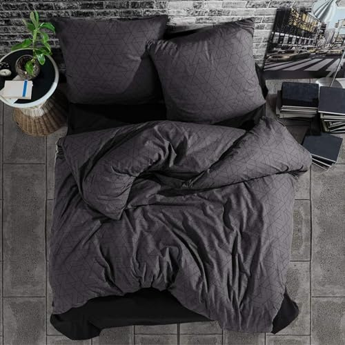 ZIRVEHOME Bettwäsche 200x200 cm. 3 teilig 100% Baumwolle Bettbezug 200 x 200cm Kissenbezug 80x80cm Renforcé Bettwäsche-Sets 200x200 mit Reißverschluss Monza V1