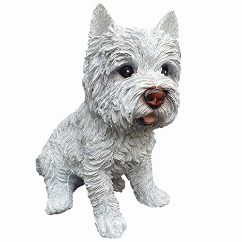 Aspinaworld Westie Gartenfigur 30 cm sitzend – Hundefigur aus Kunstharz für den Außenbereich
