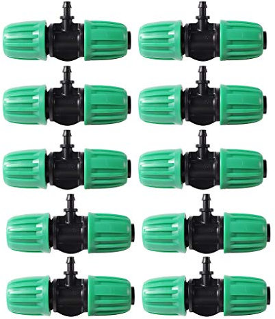 10 Pcs Barbed Tee 1/2 inch Tubing (1/2 ID x 0.6-0.63 OD) 16mm to 1/4 inch Irrigation Tube Anti-Drop Quality Fitting (Fits 13mm ID / 4mm ID)